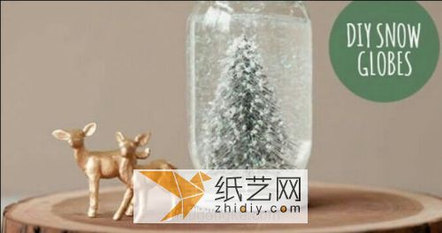 Tutorial on how to make Christmas tree snow globes by turning waste glass bottles into treasures