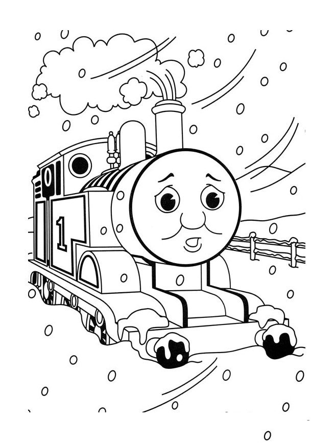 Thomas the Tank Engine running in the snow at Christmas