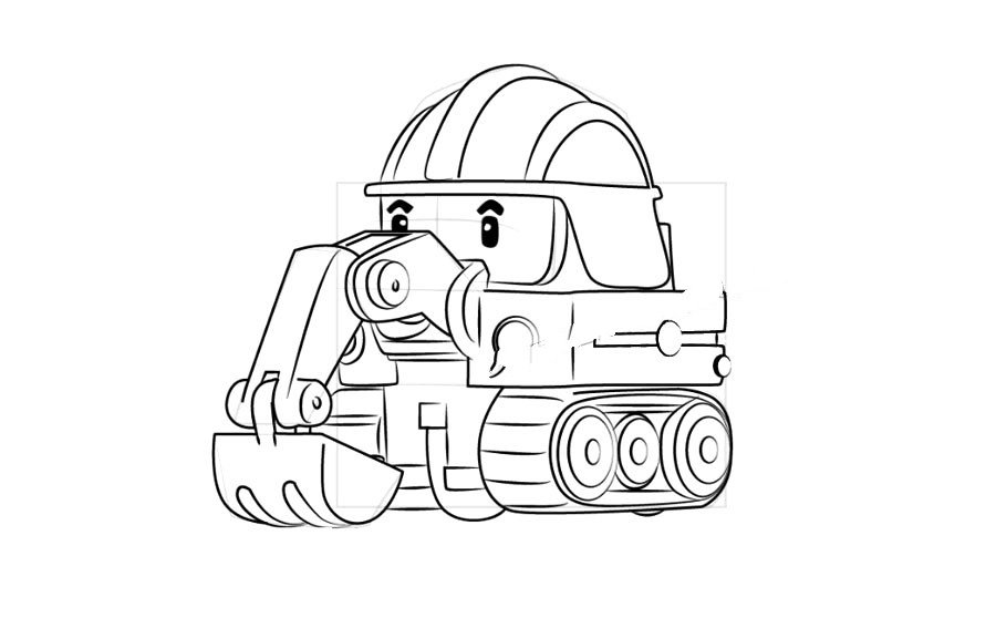 Police Car Purley Excavator Pocket Simple Drawing