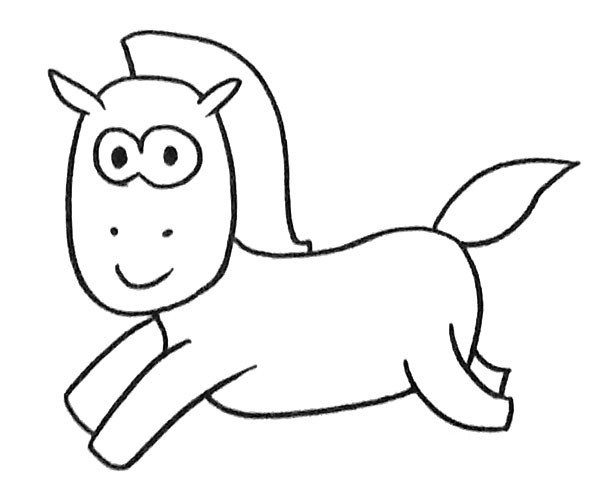 Six simple drawing pictures of cute cartoon pony