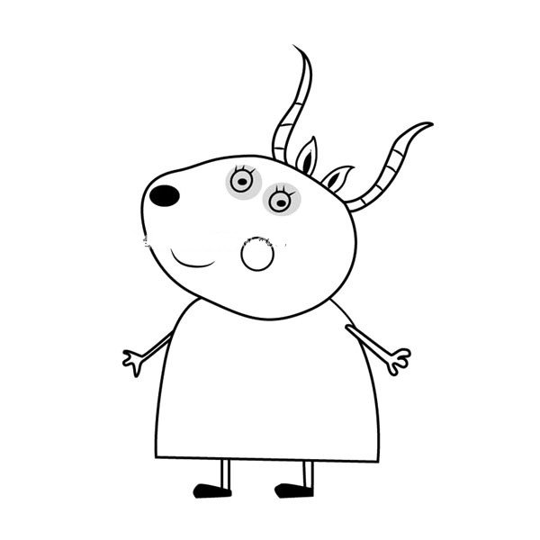 Peppa Pigs Lady Antelope Simple Drawing