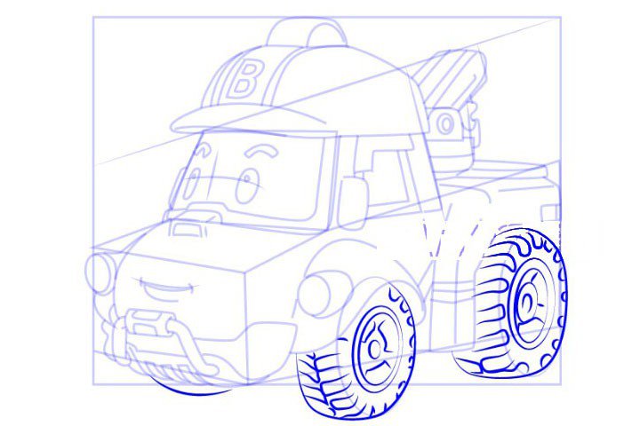 Police car Purley engineering vehicle Bucky simple drawing