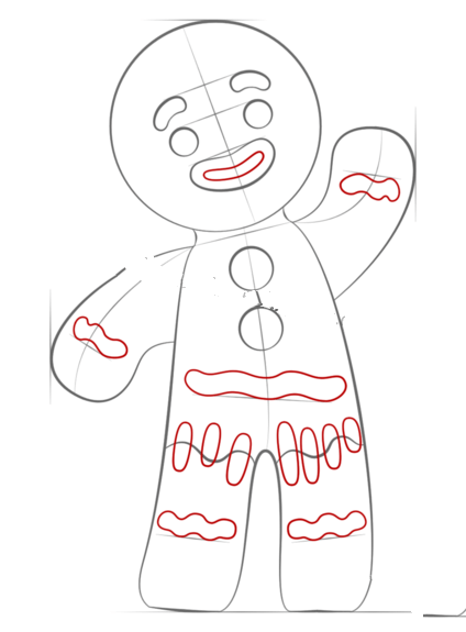 How to draw Christmas gingerbread man