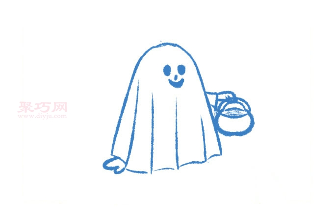 How to draw a simple and beautiful drawing of a trick-or-treating child on Halloween