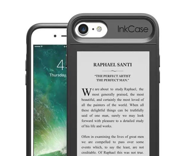 A mobile phone case that allows the iPhone to have two screens, one of which is a kindle!