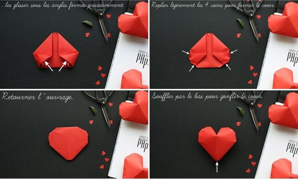 Full picture of simple three-dimensional love origami tutorial, environmentally friendly and beautiful