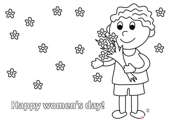 Children celebrate Womens Day simple drawing pictures