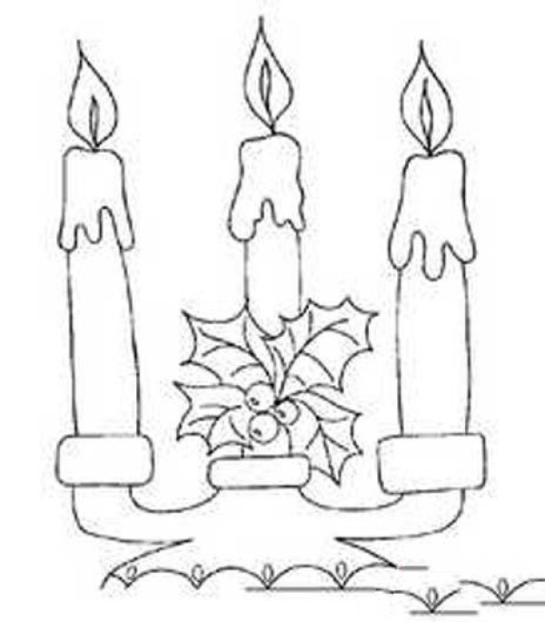 Simple drawing of three candles on the candlestick