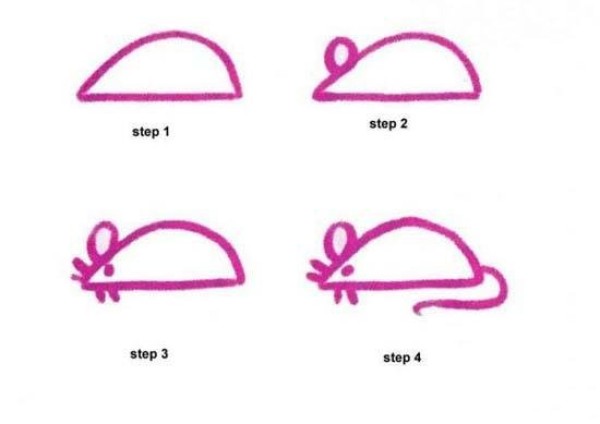 Childrens mouse simple drawing tutorial steps