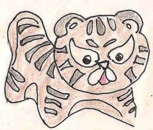 A complete collection of pictures of childrens simple drawings of cloth tigers