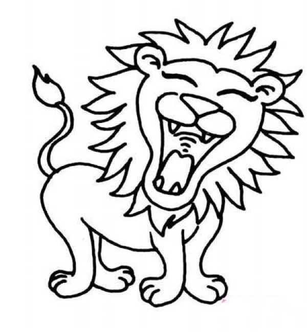 Laughing cartoon lion simple drawing