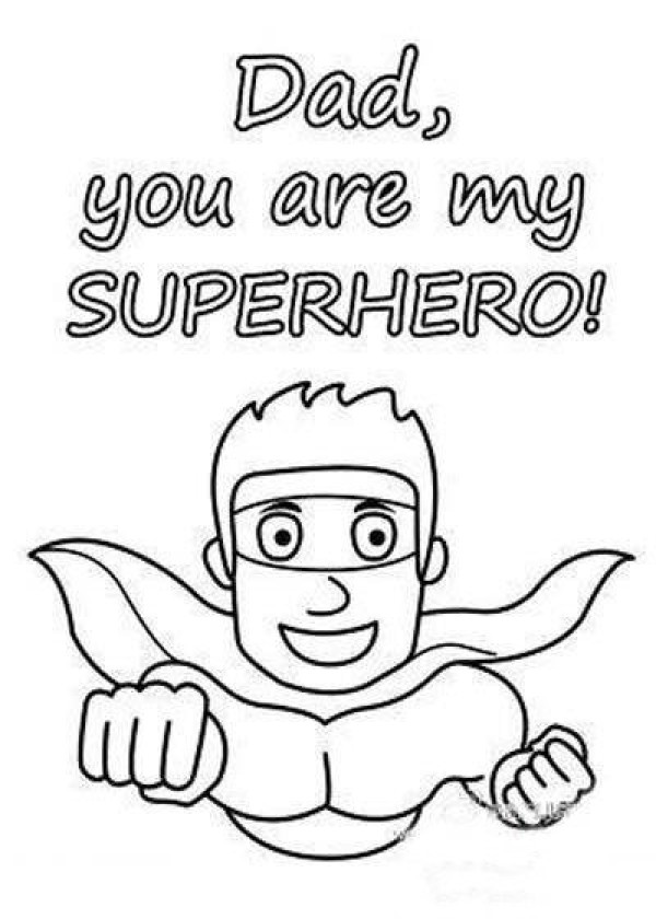 Cute Cartoon Fathers Day Simple Drawing Pictures for Kindergarten: My Dad is Superman