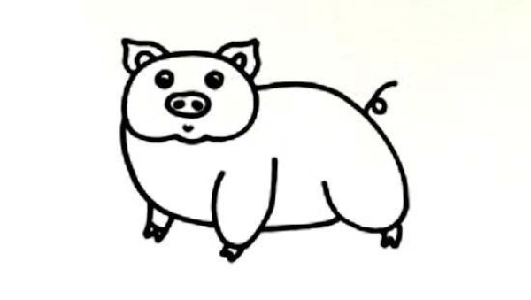 Childrens simple drawing of pig