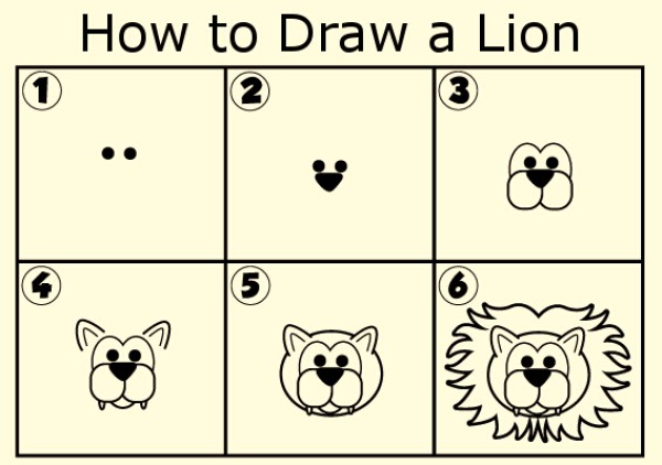 How to draw a lion head with simple strokes