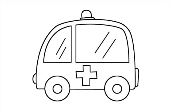 Cute version of ambulance simple drawing picture