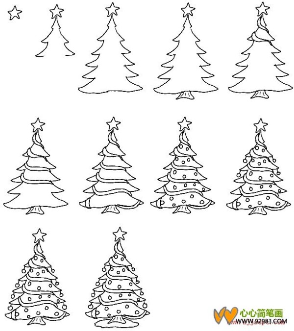 Christmas tree simple drawing picture