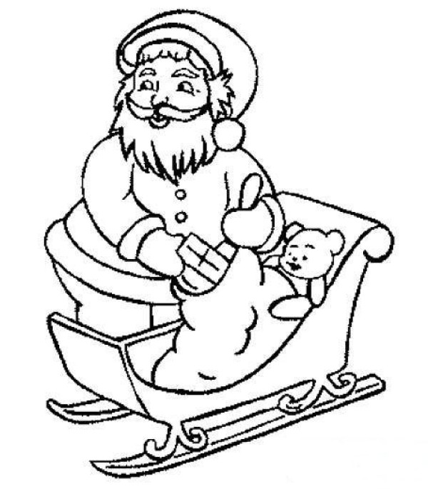 Santa sleigh simple drawing