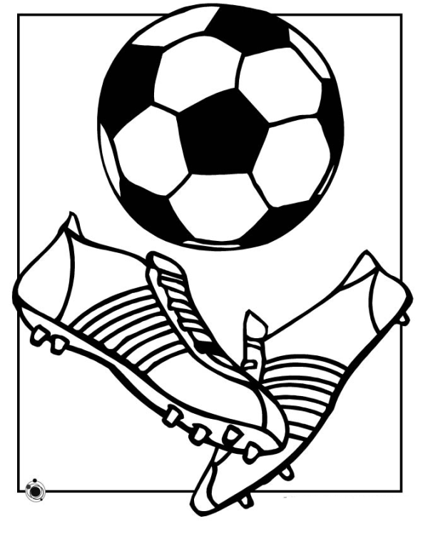 Simple drawing of football and football shoes