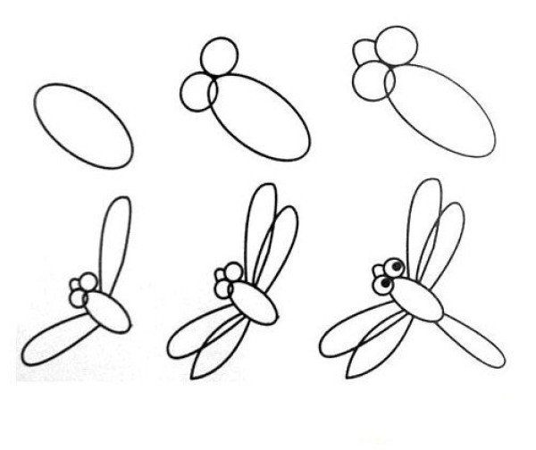 How to draw a simple dragonfly