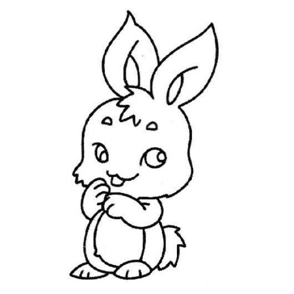 Simple drawing of cute cartoon little white rabbit for children