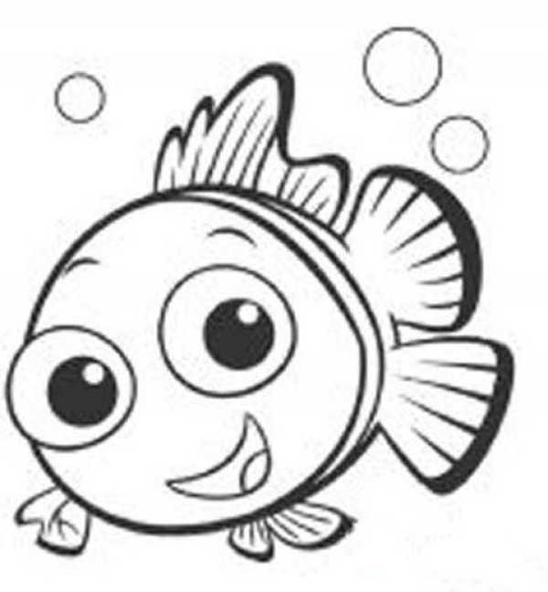 Cute cartoon fish simple strokes