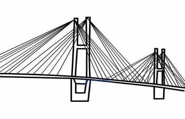 A complete picture collection of simple drawings of cable-stayed bridges for primary school students