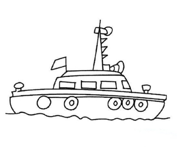 Simple drawing picture of small fishing boat