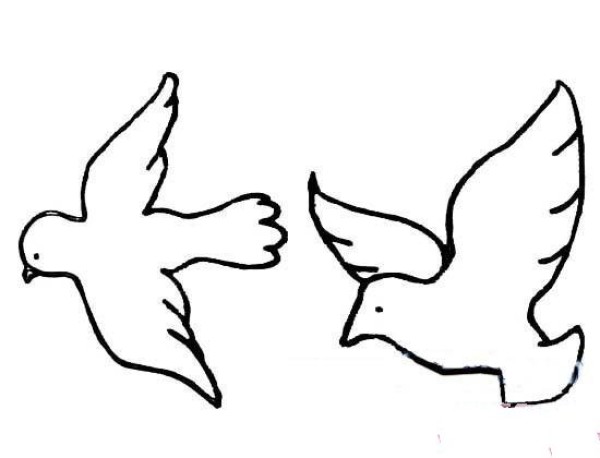 Complete collection of simple drawings of flying doves of peace