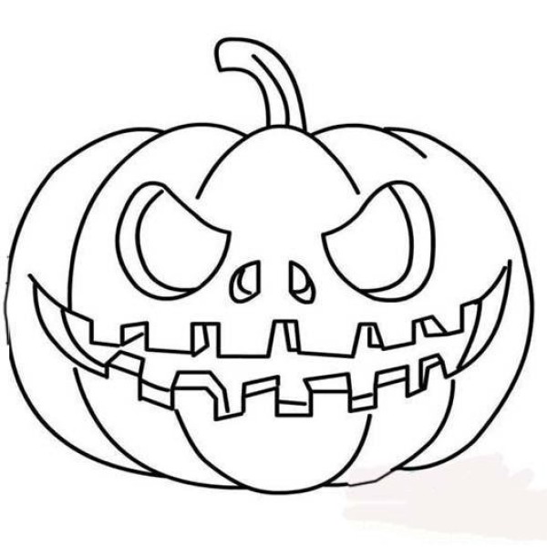 Horror pumpkin head simple drawing picture