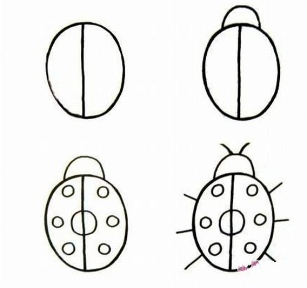 How to draw seven-star ladybug in simple strokes