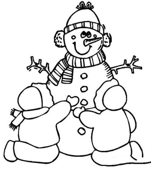 Childrens simple drawing of snowman