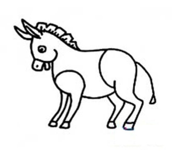 Primary school students' simple drawings of black and white donkeys