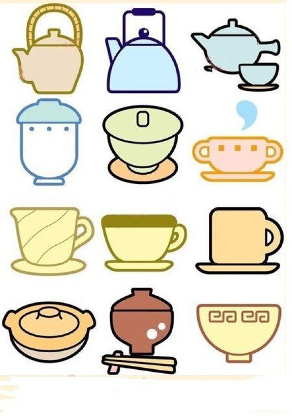 Simple drawing of household items