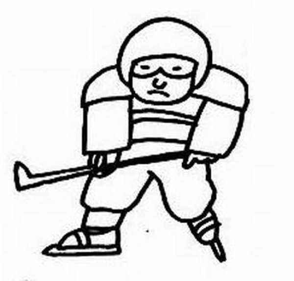 Simple drawing of boy playing ice hockey