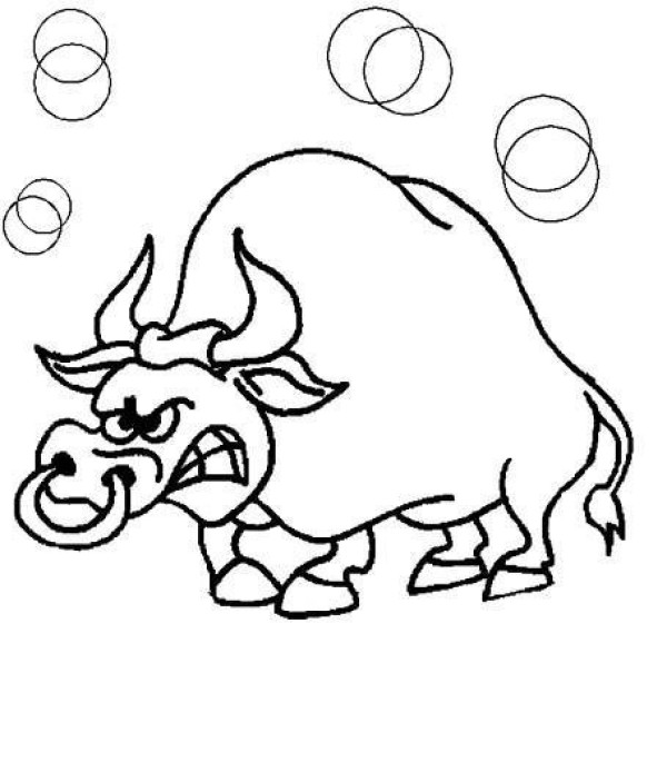 Angry bull simple drawing picture