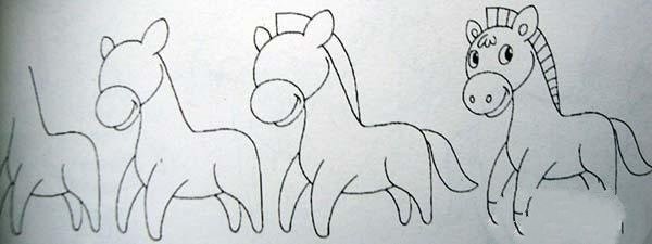 Simple step-by-step tutorial on how to draw a hand-drawn horse for children