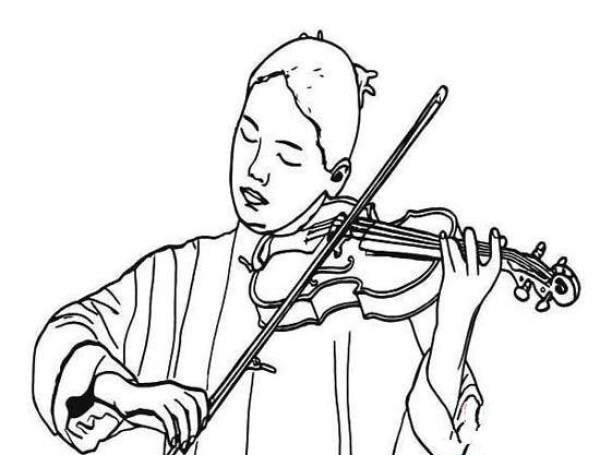 Simple drawing picture of girl playing violin