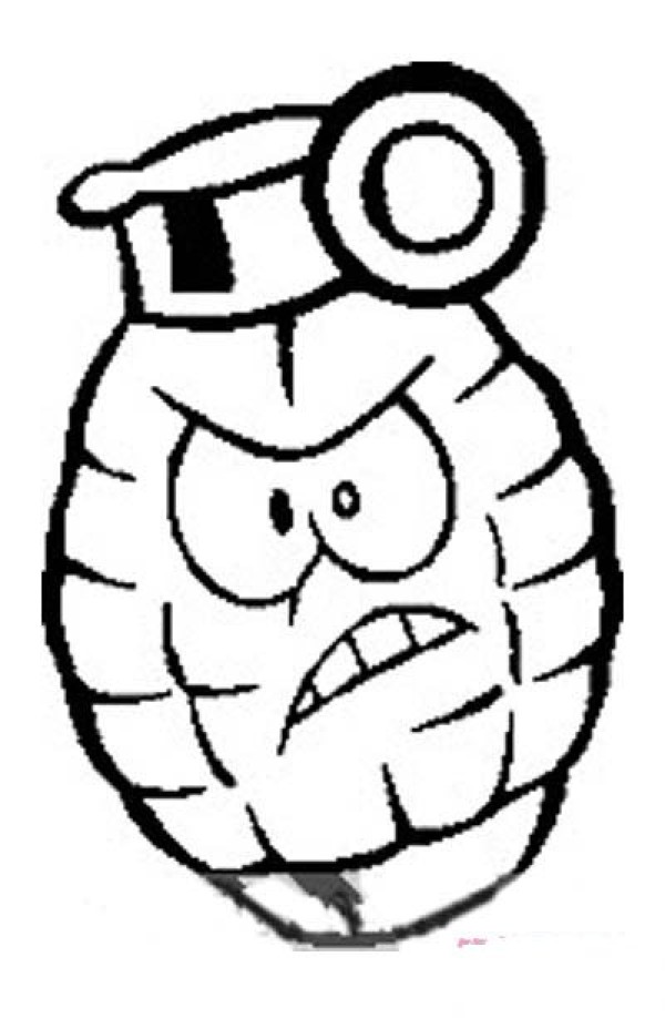 Childrens cartoon hand grenade simple drawing picture