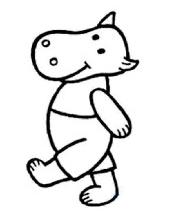 Childrens cute cartoon hippopotamus simple drawing picture