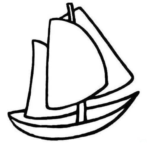 Simple drawing of wooden sailboat