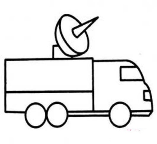 Simple drawing picture of childrens satellite radar car