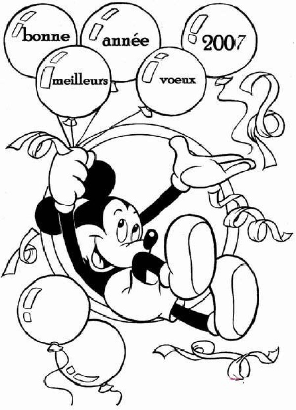 Childrens New Years Day cartoon simple drawing pictures: Mickey Mouse