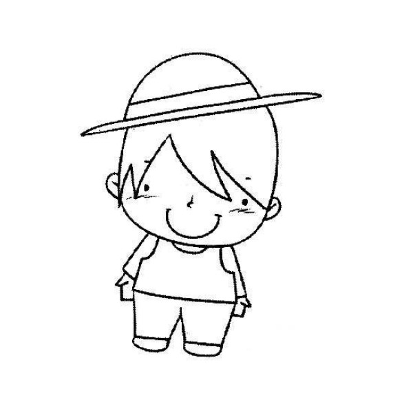 Simple character drawing: boy wearing hat