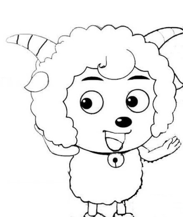 Childrens simple drawing of cute Pleasant Goat