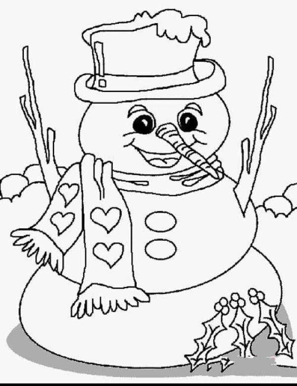 Childrens Christmas Snowman Simple Drawing Picture