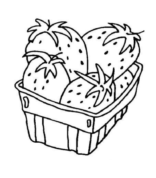 Simple drawing of strawberries in basket