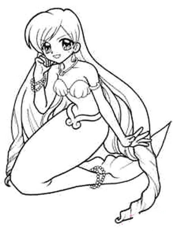 Mermaid Princess Simple Drawing Picture