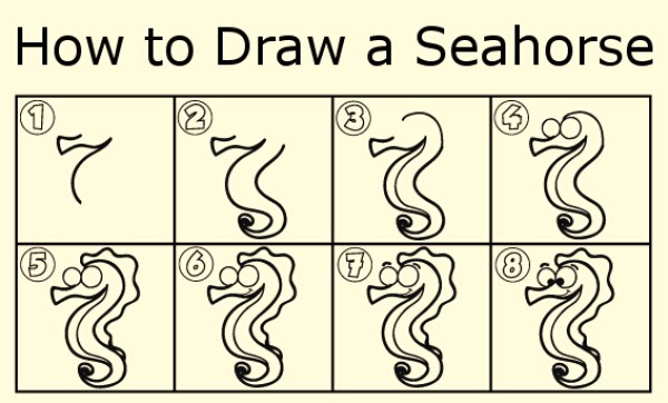 Seahorse simple drawing tutorial