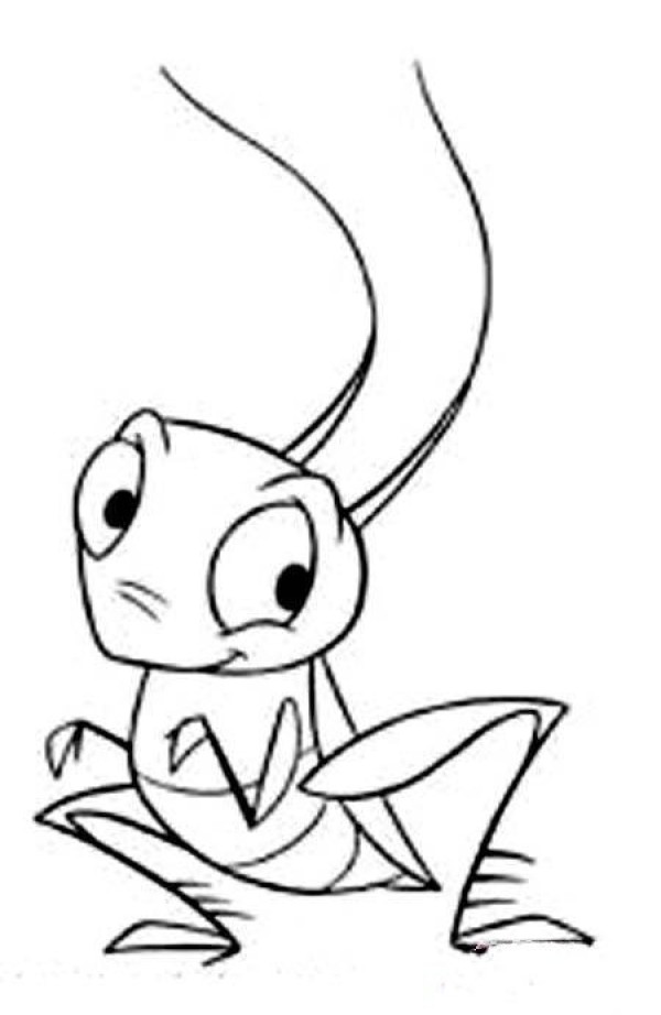 Cute cartoon little grasshopper simple drawing picture