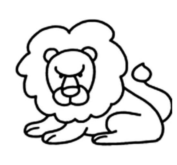 Simple drawing picture of squatting lion